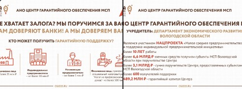 Бизнес Вологодской области может получить заемные средства на развитие при поддержке АНО «Центр гарантийного обеспечения МСП» в рамках нацпроекта.